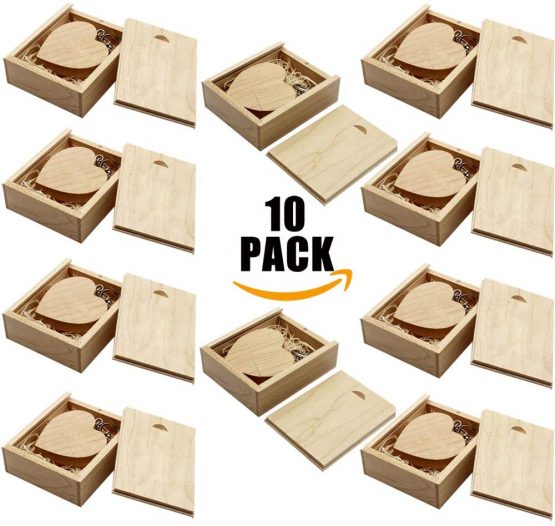 A Plus+ 10PCS Maple USB 3.0 Flash Drives 16GB Gift Set Wooden Heart USB Sticks Gifts With Box For Friend Kids Lover Wedding - Image 2