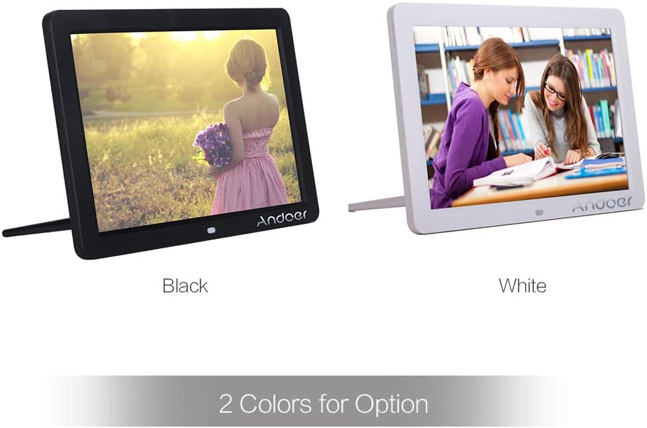 Andoer Digital Photo Frame 12 Inch Wide Screen IPS Display 1280*800 16:9 High Resolution Electronic Picture Album Frames with Remote Control Support USB and SD card Video Player Calendar Clock - Image 3