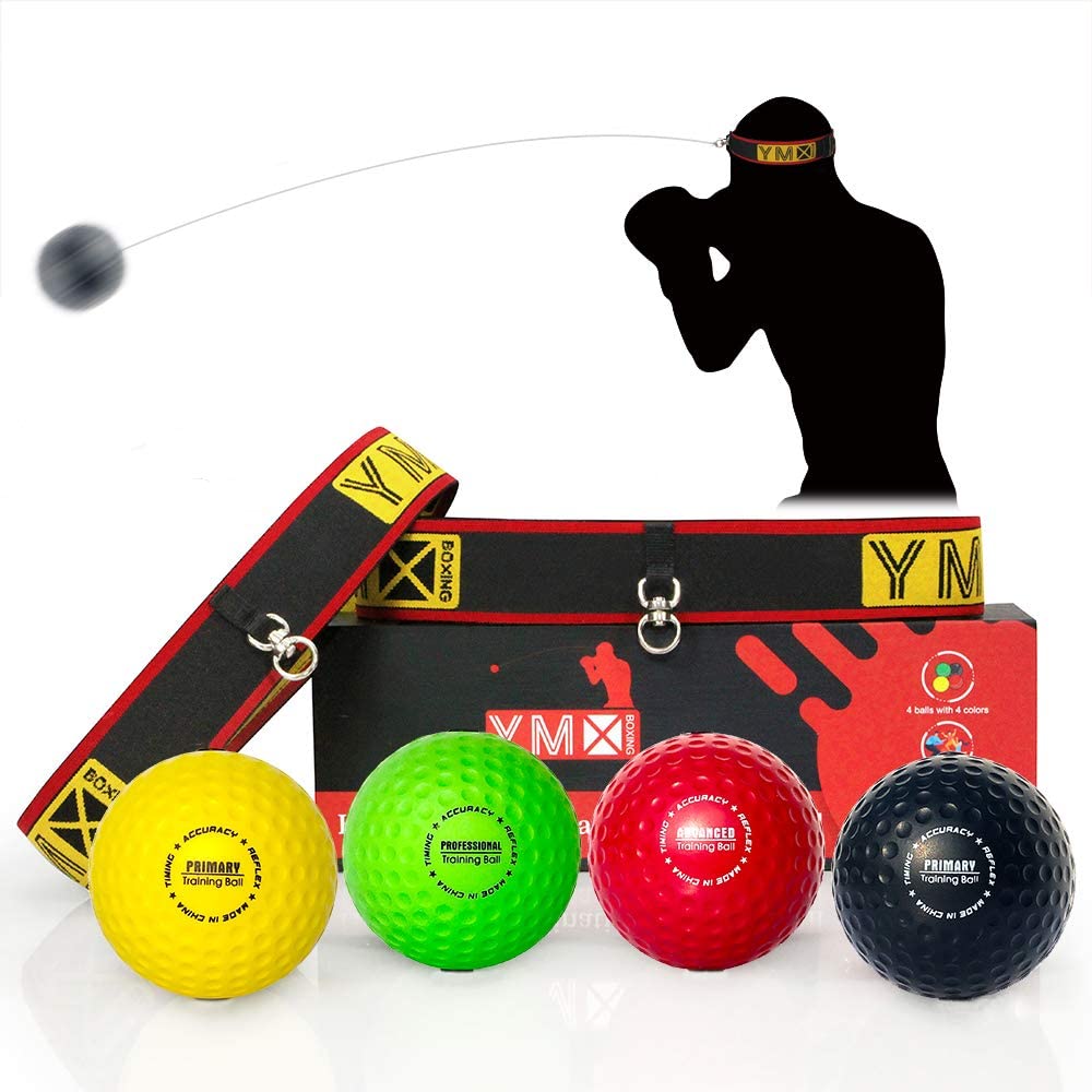 YMX BOXING Ultimate Training Ball Set, 4 Reaction Ball Plus 2 Adjustable Headband, Great for Reflex Timing, Accuracy