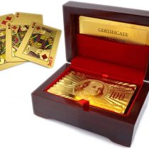 Luxurious 24K Gold Plated Playing Cards Case and Certificate With Wooden Gift Box | Make Your Magic Tricks More Luxurious & Creative Family & Friends