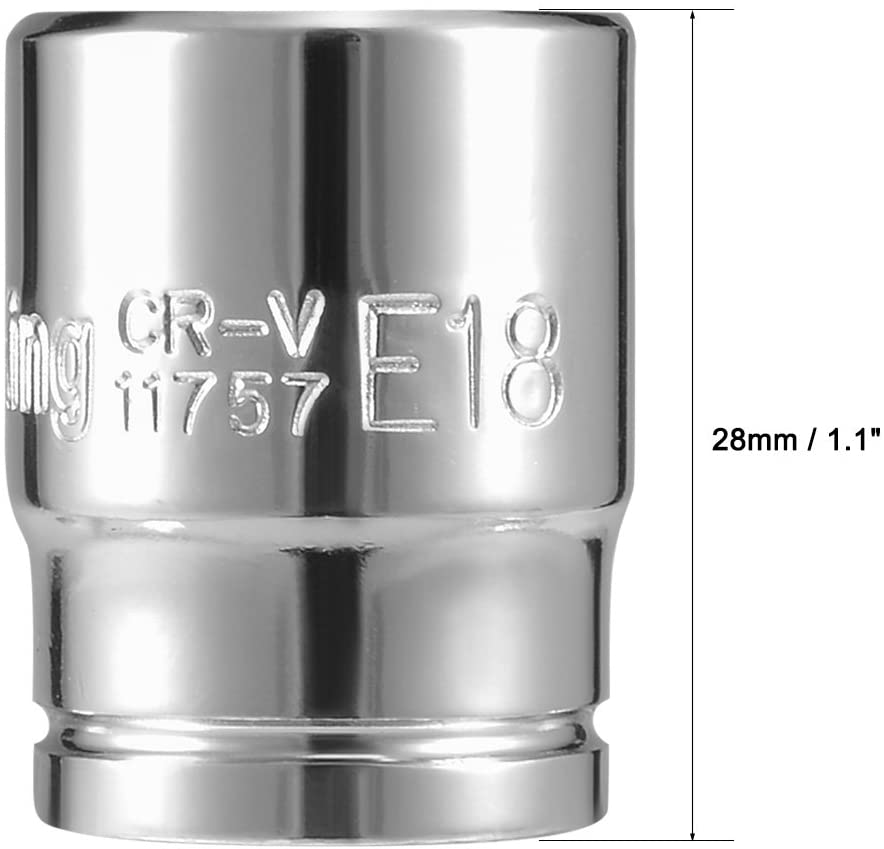 sourcing map 2Pcs 3/8-inch Drive E18 External Torx Shallow Socket, Cr-V Steel (Polishing) - Image 4