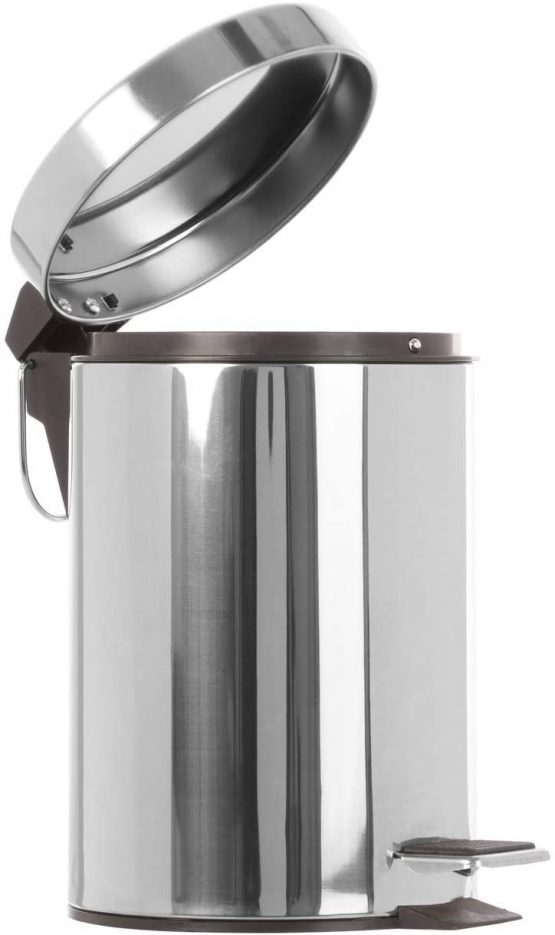 Premier Housewares Pedal Bin Silver Kitchen Bin Stainless Steel Bathroom Bin Pedal Push Kitchen Bins Recycling Bins 3 L - Image 4