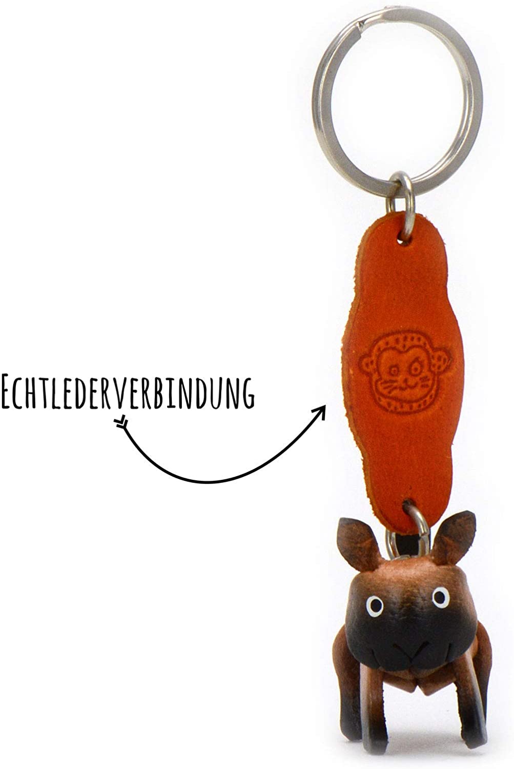 MONKIMAU Leather Keyring Cat, Cream, Small - Image 3