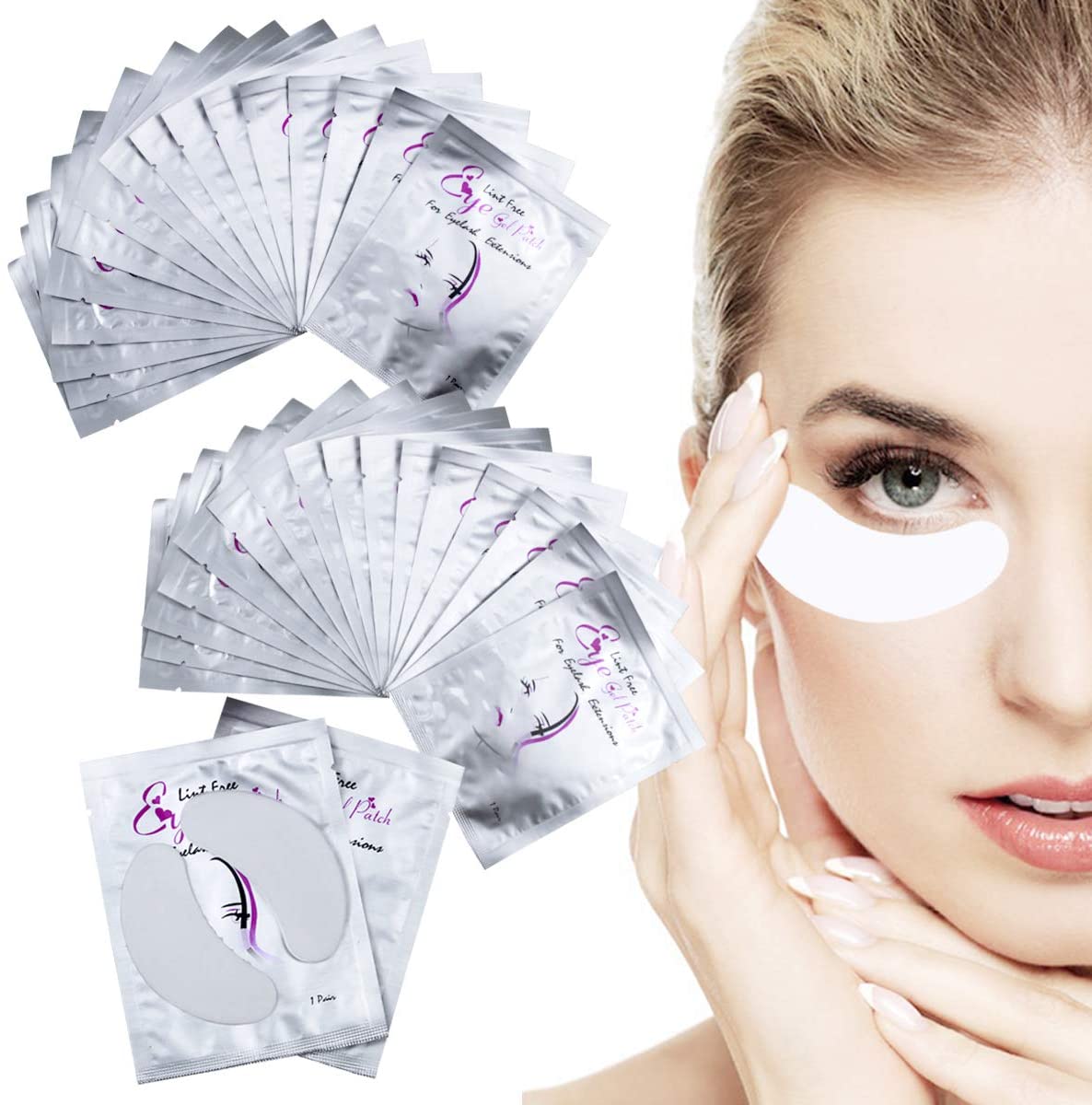 Under Eye Gel Pads 50 works Gel Eye Pads for Lash Eyelash Extensions Lint Free Eye Patches, 2 count (Pack of 50)