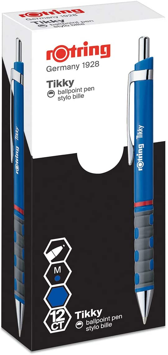 rOtring Tikky Ballpoint Pens, Blue, 12 Count (Pack of 1)