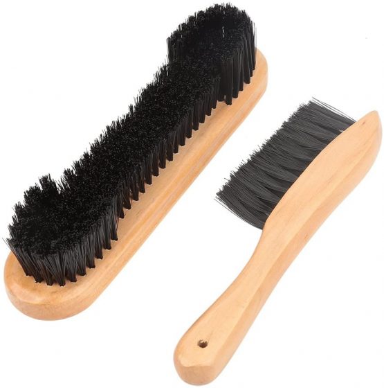 Alomejor 2pcs Billiard Table Brush Pool Table Brush Cleaner Kit Snooker Pool Table Brush Kit with Cloth Brush Rail Brush Wooden Handle for Billiard Table