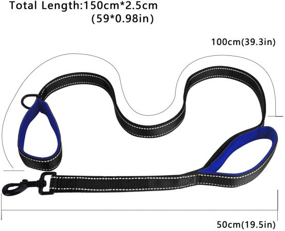 Belababy Medium Dog Leash, 5ft Double Handles Dog Lead, Heavy Duty Strong Nylon Reflective Dog Leash, 1.5m Leash Perfect for Large Medium or Small Dog - Image 3