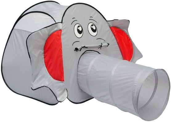 LittleTom Elephant Play Tent 100x100x102cm with Tunnel pop-up ball pit Grey