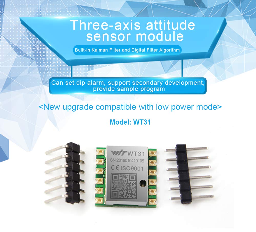 WT31N AHRS IMU Sensor 2 Axis Digital Tilt Angle (Roll Pitch) Inclinometer + 3 Axis Accelerometer (+-2g) Module TTL 3.3-5V Kalman Filter Transducer Support PC/Android Only For Static Test - Image 2