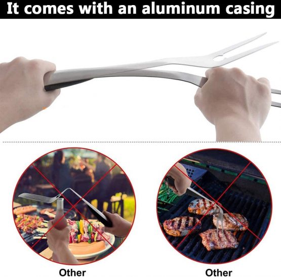 BETOY Stainless Steel Stainless Steel Barbecue Tool Set, Professional BBQ Grilling Tools Set with a Walkbag - Thickened Stainless Steel Grilling Accessories (3 Pieces) - Image 3
