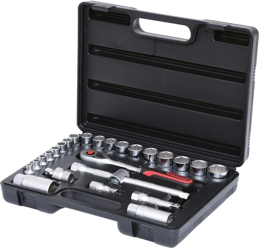 KS Tools 911.0626 3/8-inch Superlock Socket Set (26 Pieces), Red, Black, 3/8"