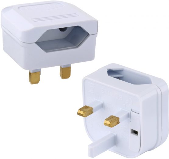 Incutex 1x Travel Adapter UK GB England Travel Adapter Type C 2-Pin on UK 3-Pin travel socket plug adapter, black