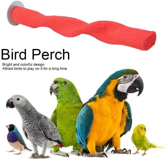 Wooden Bird Perch Rod Frosted Rod Standing Frame Stand Pole Parrot Chewing Biting Grinding Nail Toy Parrot Scratching Stick Perch Red - Image 3