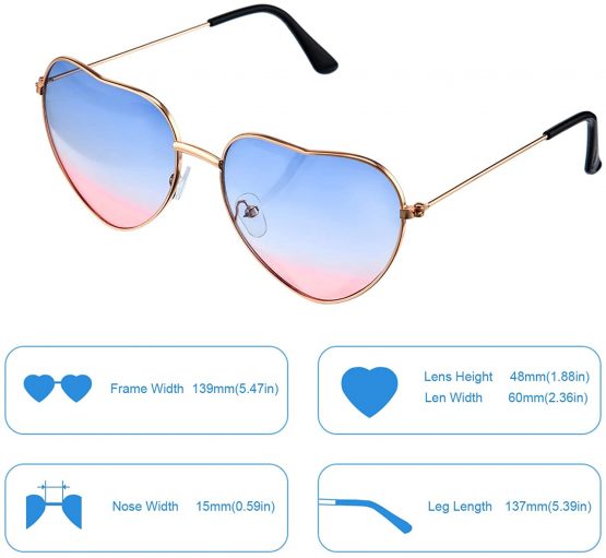 Boao 2 Pairs Hippy Specs Glasses Heart Shaped Sunglasses for Hippie Fancy Dress Accessory, Rose Gold Frame - Image 2