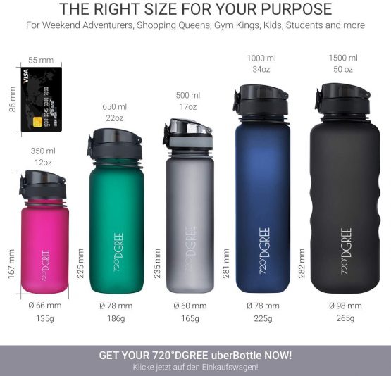 720°DGREE Water Bottle “uberBottle“ +Fruit-Infuser - 350ml, 500ml, 650ml, 1L - BPA-Free Tritan, Leakproof, Reusable - Sports Drinking Bottle for Kids, Gym, Fitness, Outdoor, Cycling, School - Image 4