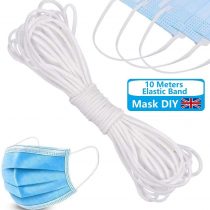 10M Elastic Round Band 3mm, SlickMart Braided Stretch Strap Cord Roll Heavy Stretch Elastic Band Round Ear Tie Earloop Strap for Sewing DIY Arts Crafting