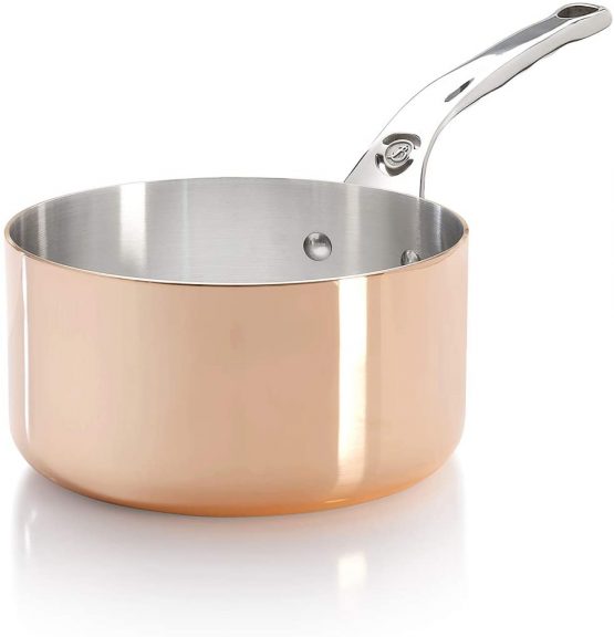 De Buyer 6406.18 Stainless Steel Saucepan, 2 mm Thick, 18 cm Diameter