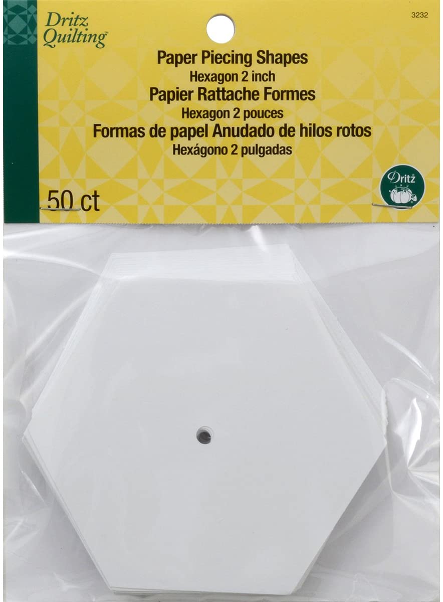 Dritz Quilting Paper Piecing Hexagon-2-inch 50/Pkg, White, 2 - Inch