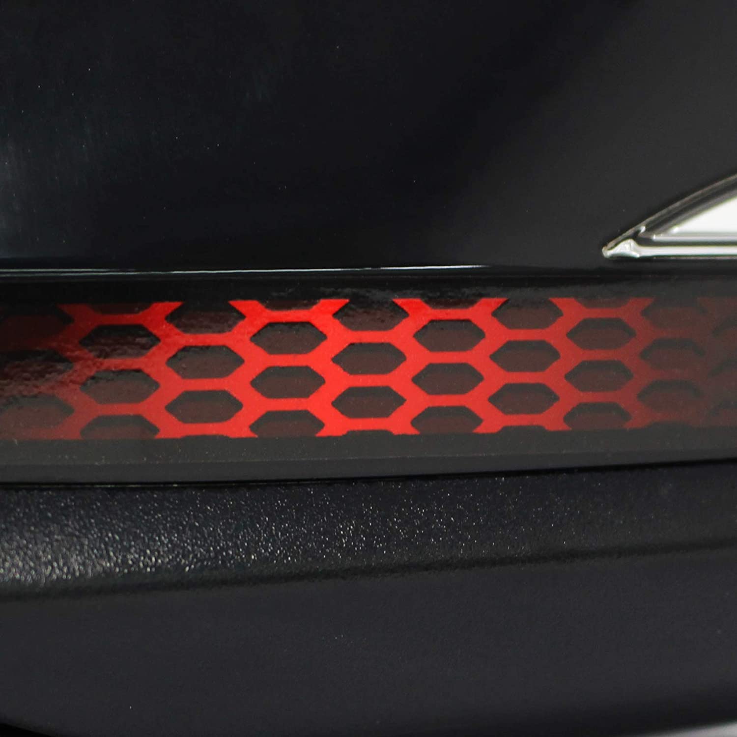 Mirror Strip Mirror Sticker Film Stripes Decorative Exterior Mirror Rear View Mirror Car Sticker Digital Print Honeycomb (Carmine Red (DS013)) - Image 3