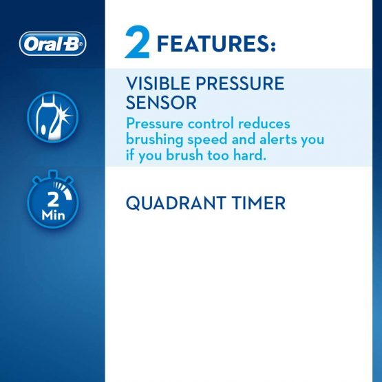 Oral-B Pro 2 2500W 3D White Electric Rechargeable Toothbrush, Pink Handle, 2 Modes, Gum Pressure Sensor, 1 Toothbrush Head, 1 Travel Case, 2 Pin UK Plug, Gift for Men/Women - Image 2