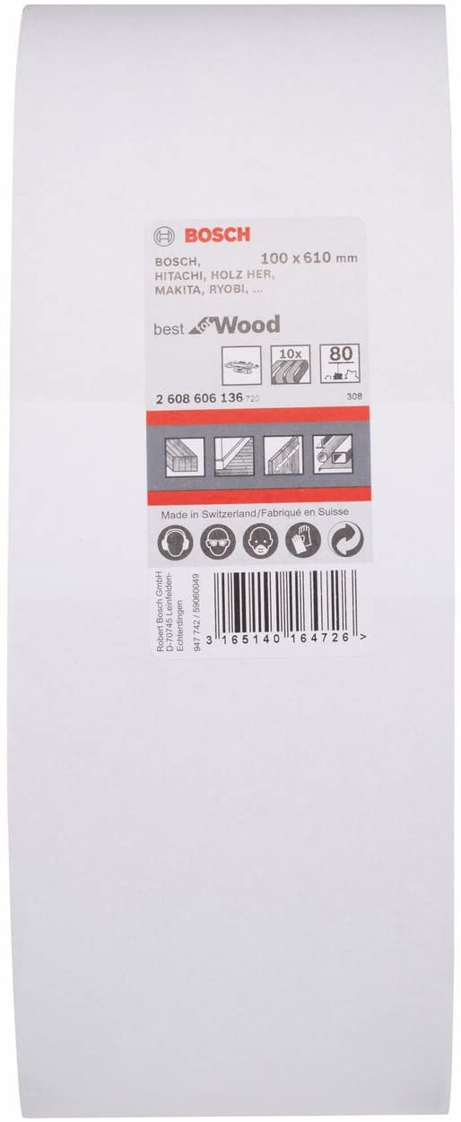 Bosch 10x PRO Paint on Wood and Hardwood X440 Sanding Belt for Sanders (for Paint on Wood Hardwood, 100 x 610 mm, Grit 80 - Image 2