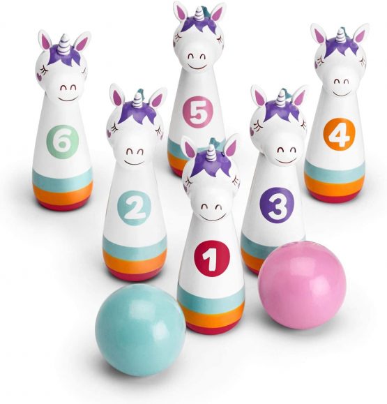 Mousehouse Gifts Wooden Unicorn Skittles Set for Children