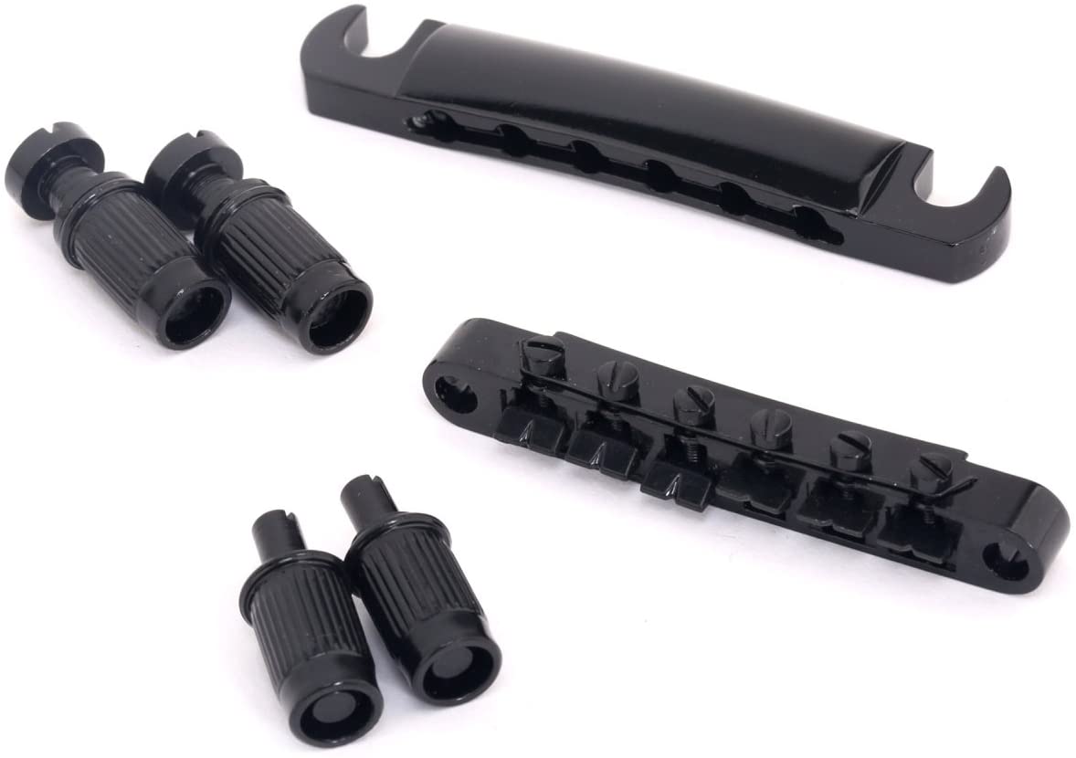 Musiclily ABR-1 Style Tune-o-matic Bridge and Tailpiece Set for Les Paul Style Electric Guitar,Black, Set Black, Standard - Image 2