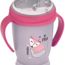 LOVI My Non-Spill Toddler Easy Sip Cup | 250 ml | 12+ Months | Baby Beaker with Handle | Drinking Without Spilling | BPA Free | Soft Silicone Spout | Ergonomic | Easy to Clean | Pink