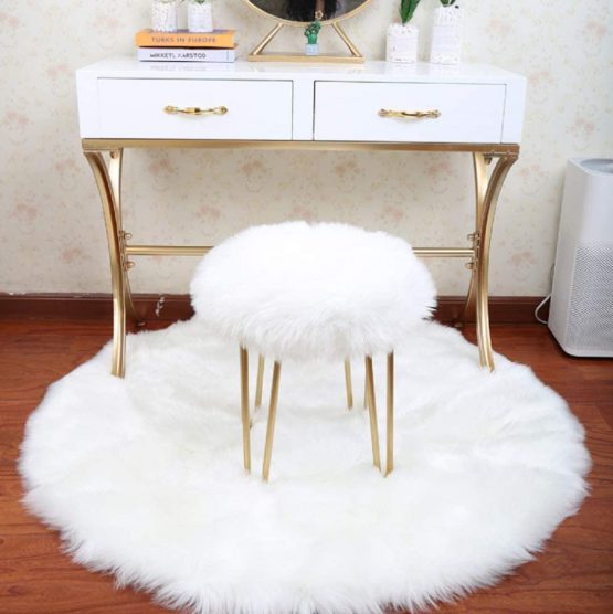 Imitation Sheepskin Rug Kaihong 60 x 90 cm, Longhair Faux Fur Imitation Wool Sofa Bedroom Rug Mat, wool, Rundes Weiß, 30 x 30 cm - Image 3