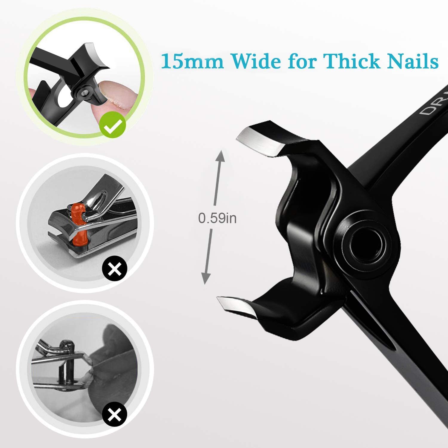 Nail Clippers for Thick Nails, DRMODE Large Toe Nail Clippers for Thick Nail with 16mm Wide Jaw Opening - Image 2