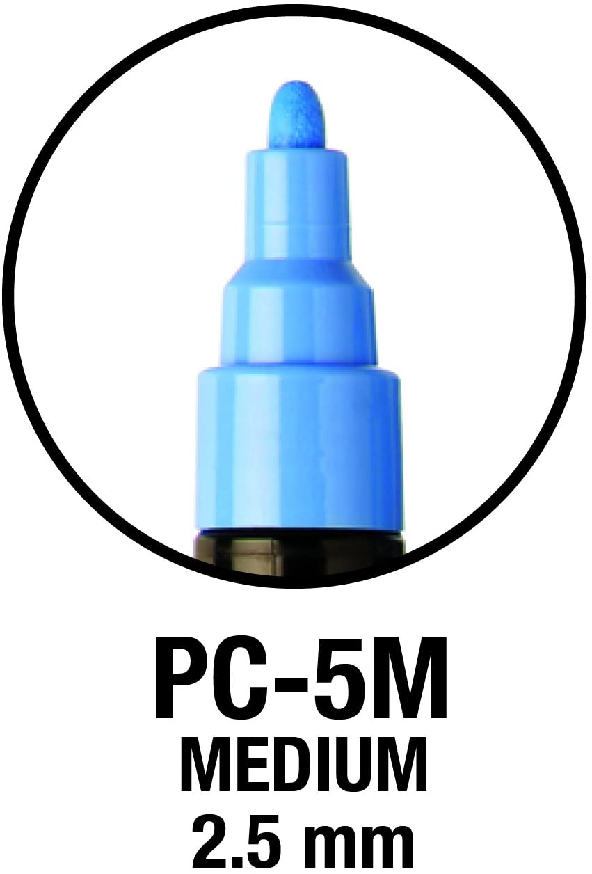 Posca Pens PC-5M Medium Acrylic Coloured Permanent Paint Markers for Adults. Perfect for Colouring Fabric, Graffiti - Image 3