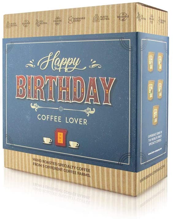 Gourmet Birthday Coffee Gift Set for Men & Women - 5 of the World's Finest Single Estate Specialty & Organic Coffees