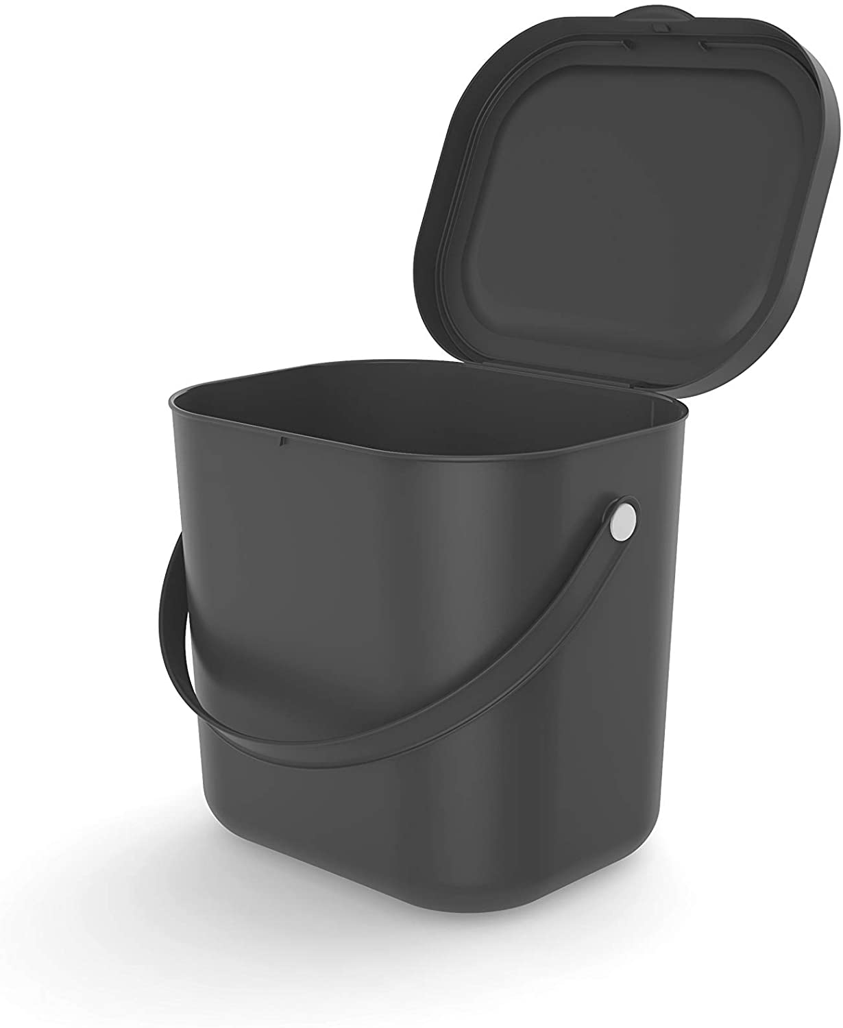 Rotho, Albula, Bio waste bin 6 l for the kitchen Plastic (PP) BPA-free, anthracite, 6l (23,5 x 20,0 x 20,8 cm) - Image 2