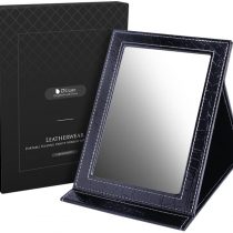 DUcare Desktop Makeup Mirror Leather Craft Free Standing Super HD Large Compact Mirror 6 * 8 inch - Black