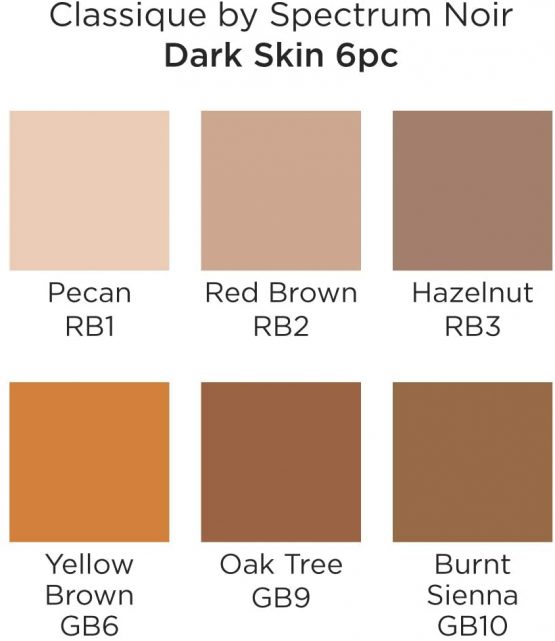 Crafter's Companion Spectrum Noir Classique Blend Alcohol Marker Dual Nib Pens Set-Dark Skin-Pack of 6, One Size - Image 4