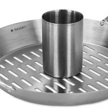 Navaris Chicken roaster for oven BBQ - Stainless steel chicken stand - Stainless steel roaster with aroma vessel drip tray - Ø 30,5cm