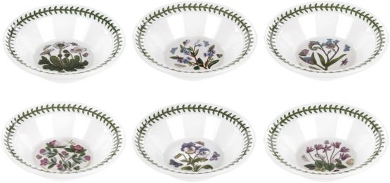 Portmeirion Botanic Garden Oatmeal Bowl, Various Motif - set of 6 , Dia.15cm