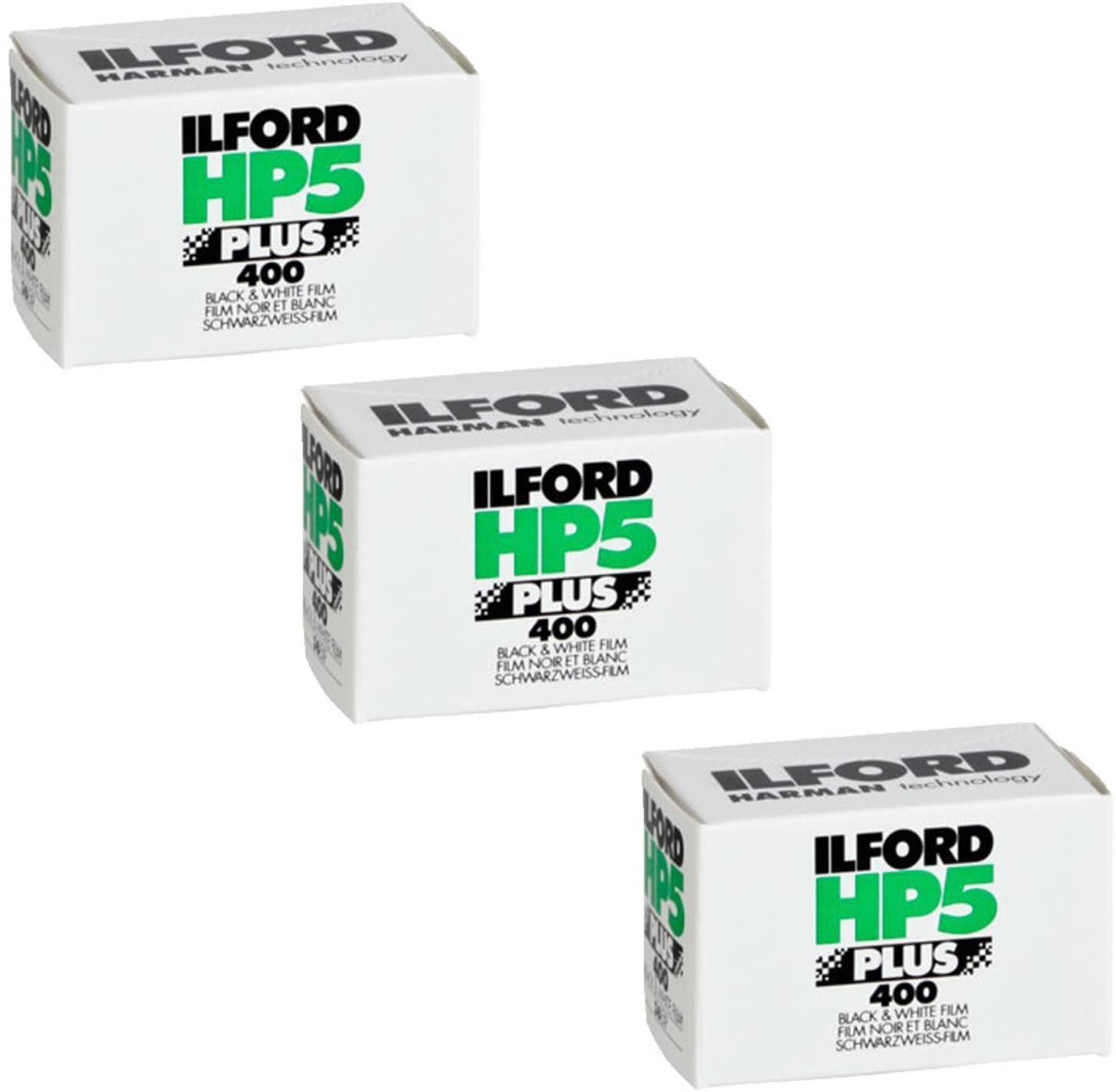 Ilford HP5 Plus2+1 Free 135/36 1 Cartridge, Black, 3-Pack