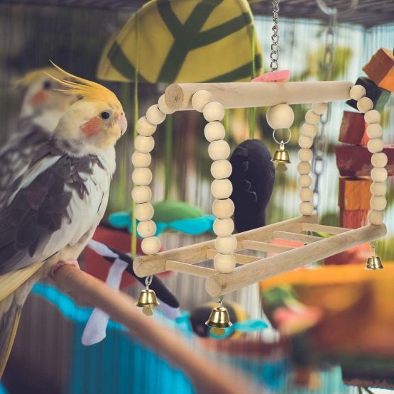 Yorgewd 7 Pack Bird Toys, Natural Wood Small Bird Cage Toys Small Parrot Swing Chewing Toys for Budgies, Small Parakeets, Conures, Love Birds, Cockatiel, Finches - Image 3