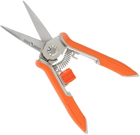 FLORA GUARD Micro-Tip Pruning Snip, 6.5 Inch Secateurs with Soft-Touch Handle, Pruning Shears, Stainless Steel (Orange)