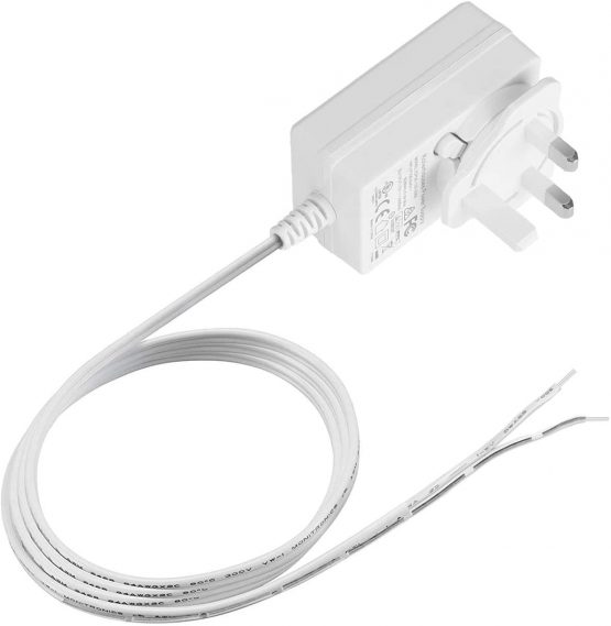 Rollerhouse 12V DC 2-Amp Plug-in Transformer DC Wall Adapter/Power Supply Adapter w/5 Ft Cable, AC 100-240V to DC 12V Transformers White