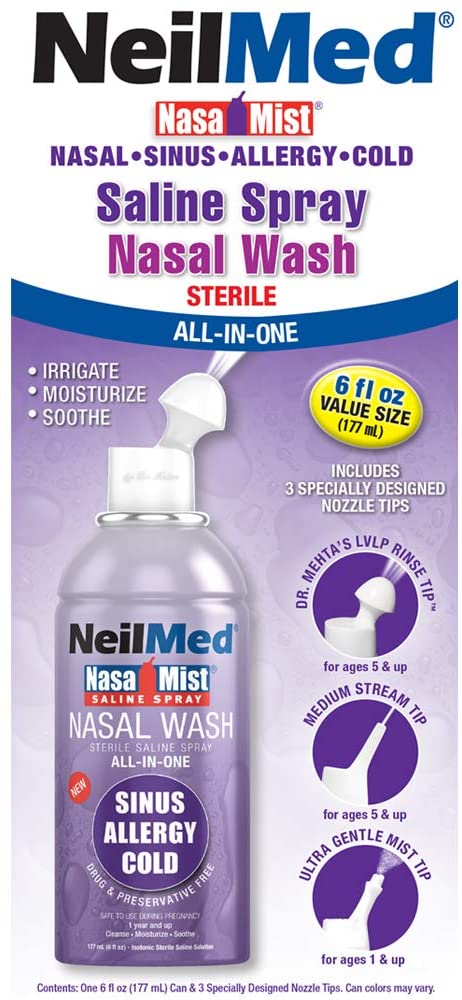 NeilMed NasaMist Spray All-in-One 177.6 g (Pack of 1), Neil Med Nasa Mist Multi Purpose Saline Spray All in One, 6.3 Ounces Unit - Image 2