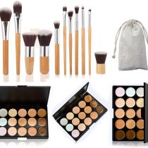 Tinksky 15 Colors Cosmetics Cream Contour-Contouring Foundation Concealer Palette Highlighting Makeup Kit with 11pcs Bamboo Brushes