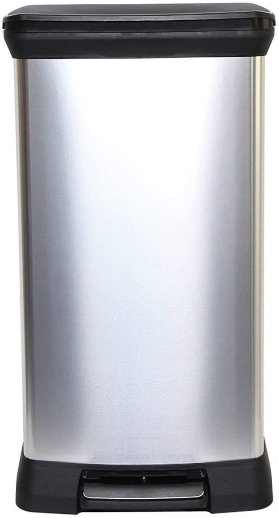 Curver Metal Effect Pedal Touch Deco Bin, Silver, 50 Litre - Image 2