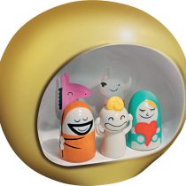 Alessi AMGI10 GD Hand Decorated Design Nativity Scene Set with Cave and Figurine, Porcelain, Gold, Set of 5