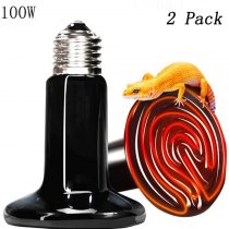 Lucky Farm 2 Pack Reptile Heat Lamp 100W Infrared Ceramic Emitter Basking Heating Light Bulb for Lizards Tortoise Chicken Amphibian Poultry (100W)
