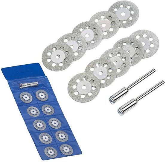 inherited Diamond Cutting Disc Set, 20pcs 22mm Mini Cut Off Wheel with 4 Mandrel for Dremel Rotary Tools Gemstones Glass Cutting Disks, Resin Metal Cutting Wheels for Wood Stone Metal Cutting - Image 3