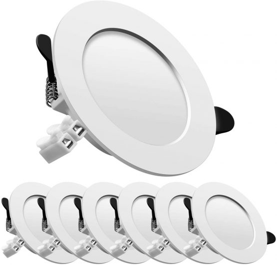 LED recessed Ceiling Light,7W Downlights 700LM Natural White 4500K,Set of 6 spotlights,Cut Φ75-95MM,AC175~265V,Round Aluminum Alloy casing for Living Room Bedroom Kitchen