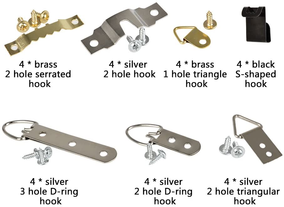 TIMESETL 68pcs Picture Hanger Kit Stainless Steel Heavy Duty D Ring & Serrated Photo Frame Hanging Hooks with Screws and Storage Box - Image 3