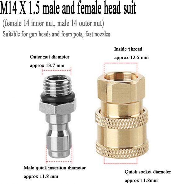 DUDUA 1/4 Quick Connector Pressure Washer Fittings M14 Male Threaded Brass Garden Hose Tap Connector Adaptor - Image 2